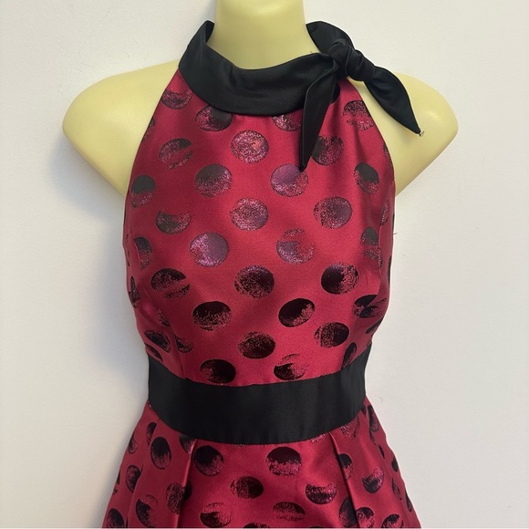 Theia Red Pleated Fit and Flare Cocktail Dress - Picture 5 of 10